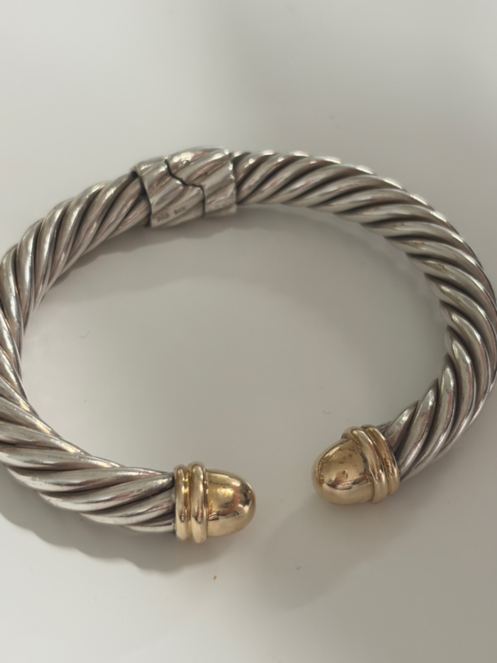 Two-Tone Twisted Cable Cuff Bracelet - Silver and Gold